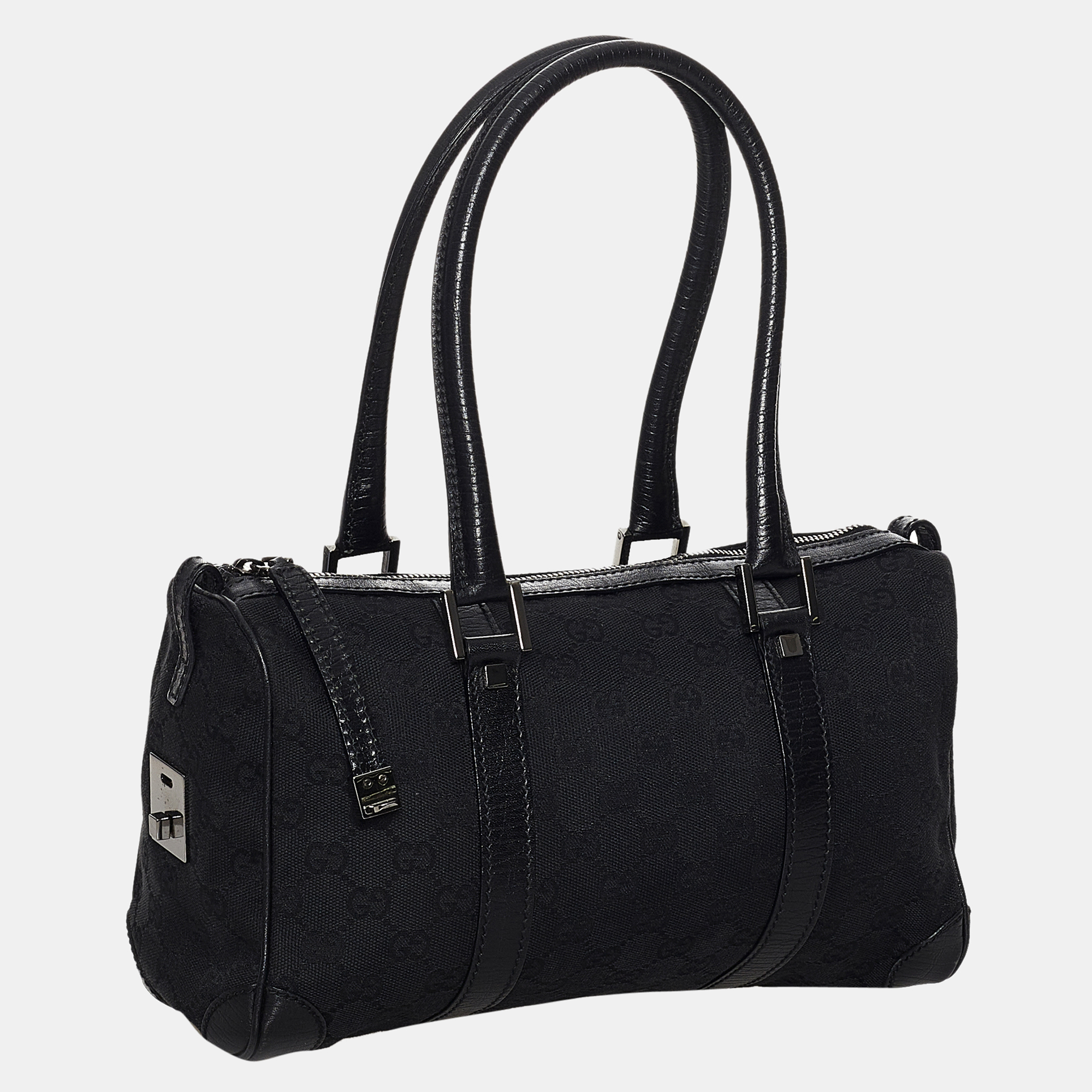 

Gucci Black GG Canvas Boston Bag