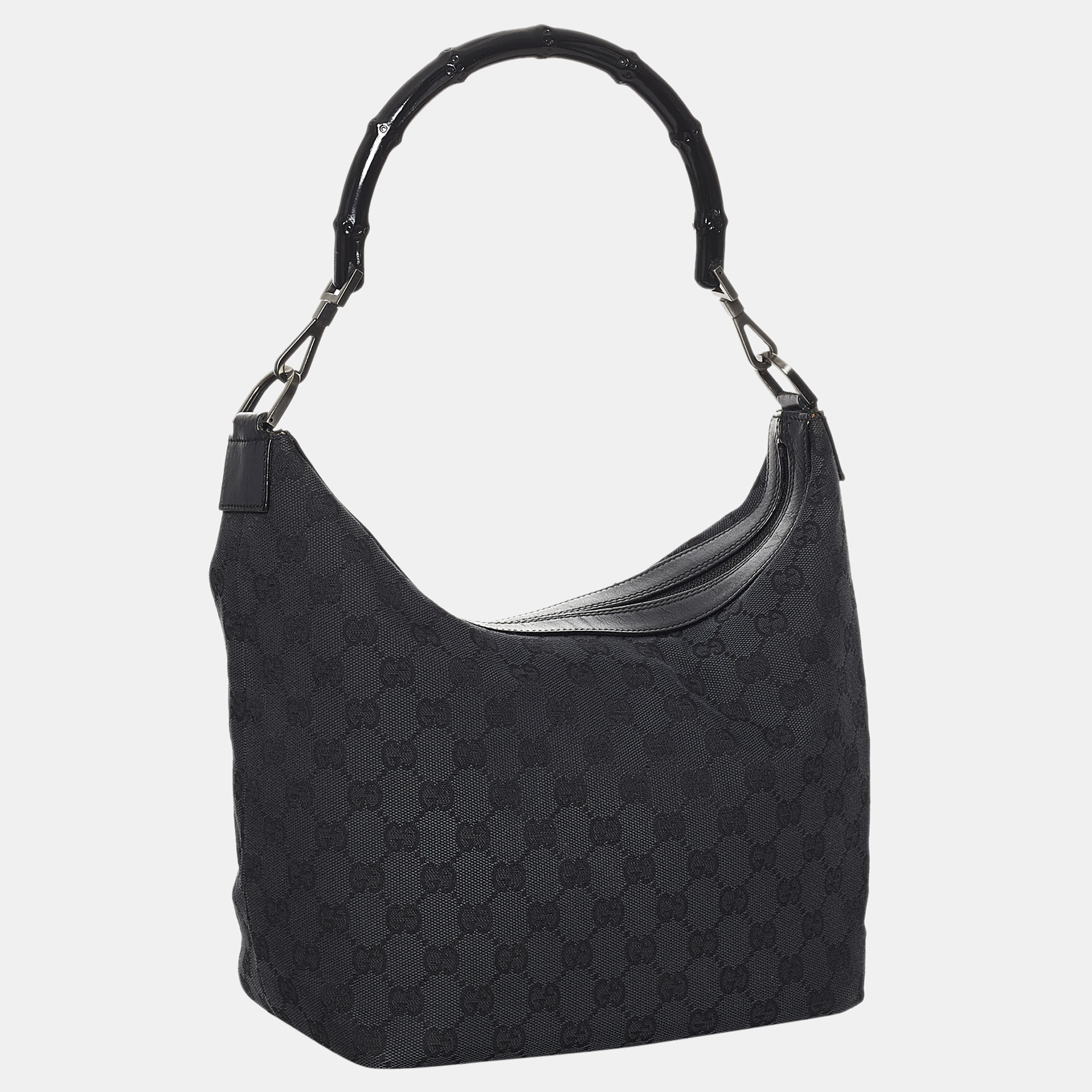 

Gucci Black Bamboo GG Canvas Shoulder Bag