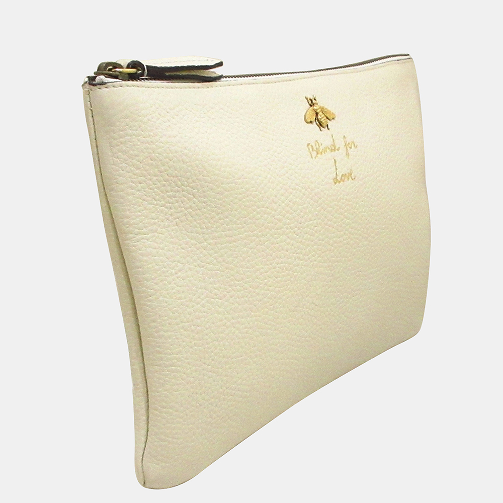 

Gucci White Blind for Love Leather Clutch Bag