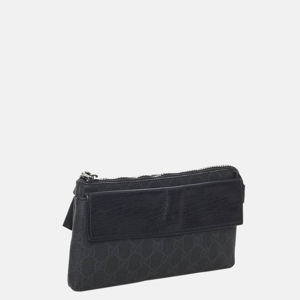 

Gucci Black GG Canvas Fabric Supreme Belt Bag