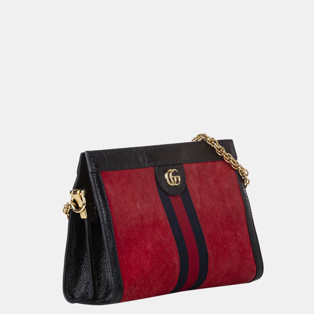 

Gucci Red Leather Suede Small Ophidia Shoulder Bag