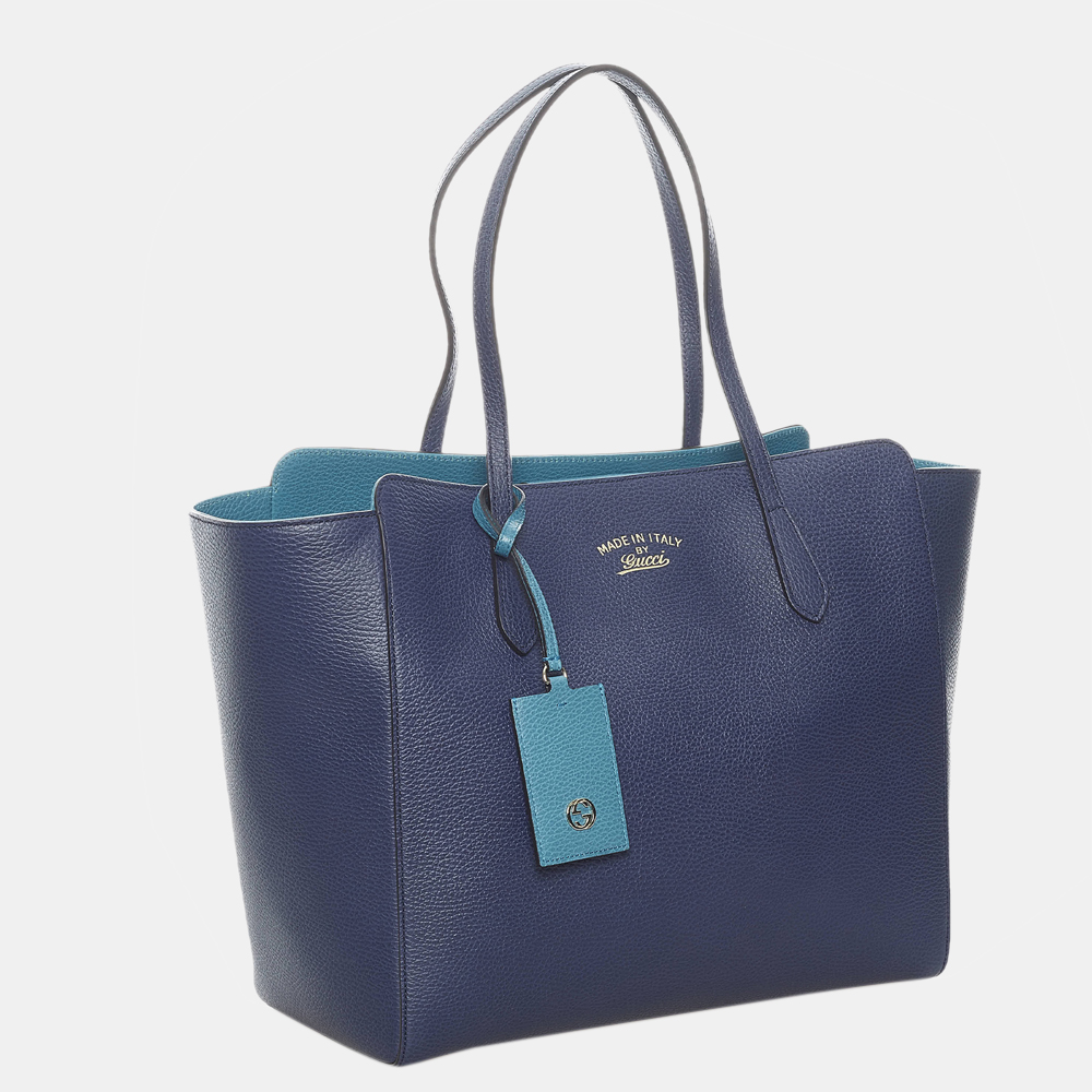 

Gucci Blue Calf Leather Swing Tote Bag