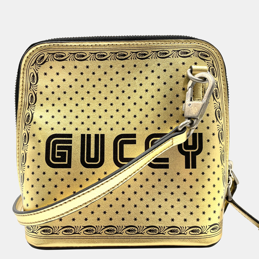 Preowned Gucci Gold Leather Guccy Crossbody Bag ModeSens