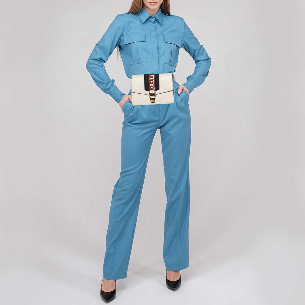 

Gucci White Leather Web Sylvie Belt Bag