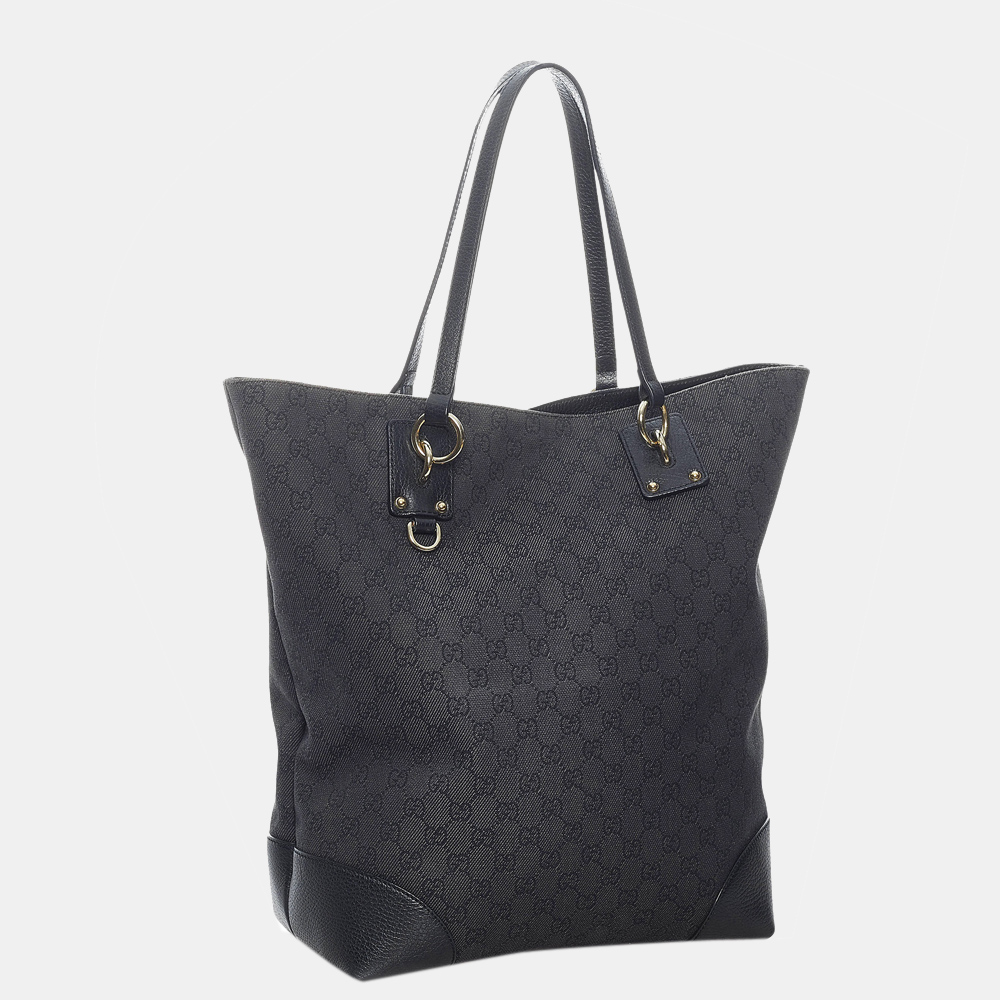 

Gucci Black GG Canvas Charm Tote Bag