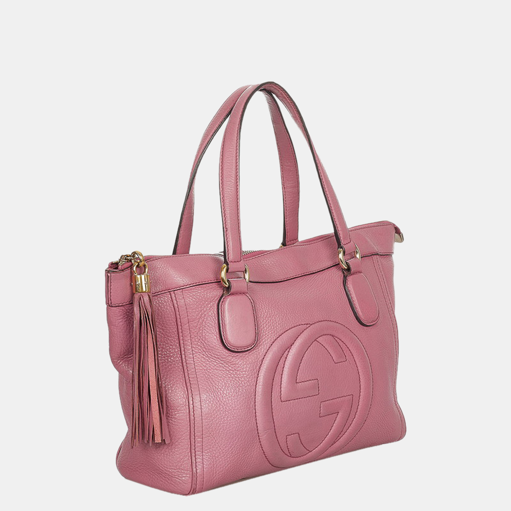

Gucci Pink Leather Soho Small Tote Bag