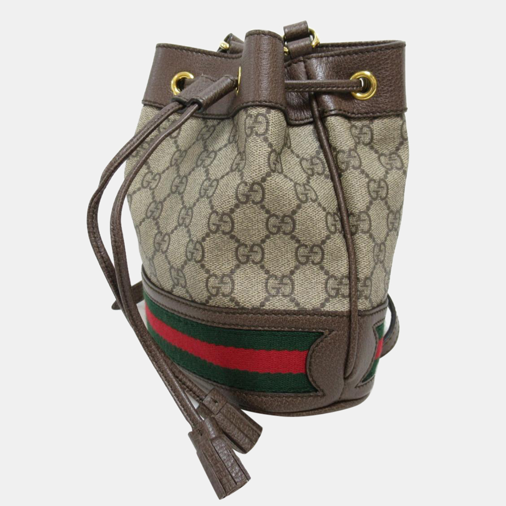 

Gucci Brown Mini GG Supreme Ophidia Bucket Bag