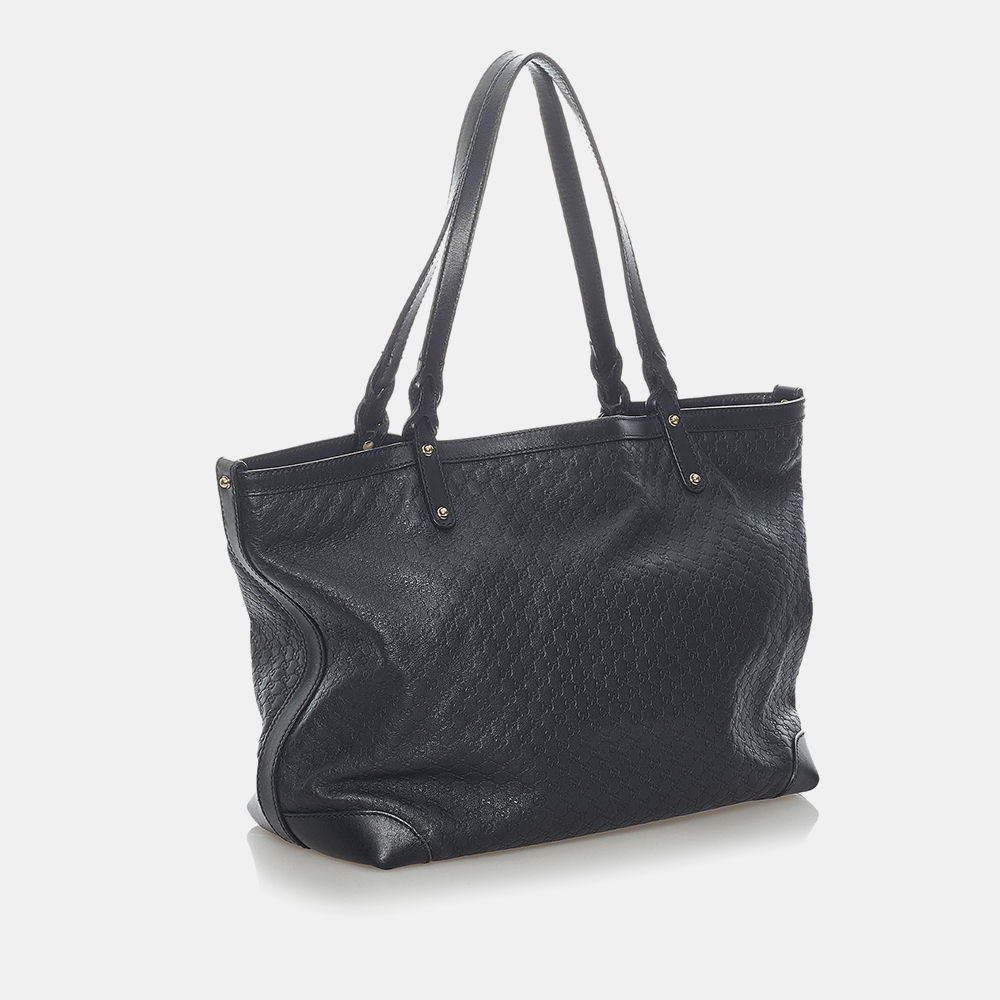 

Gucci Black Microguccissima Craft Leather Tote Bag