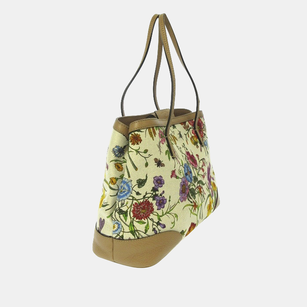 

Gucci White/Multi Canvas Floral Tote Bag, Multicolor