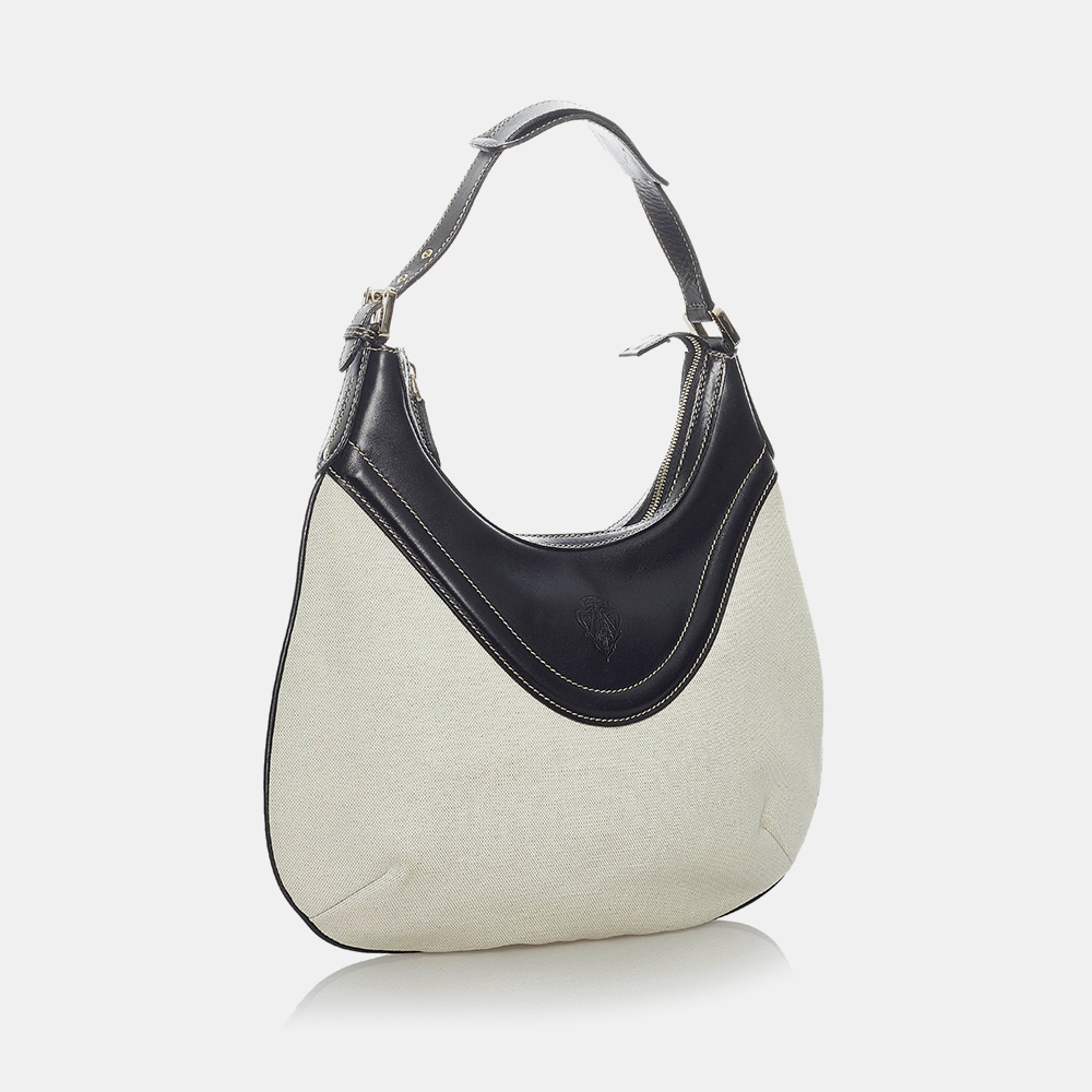 

Gucci White/Black Canvas Hobo Bag