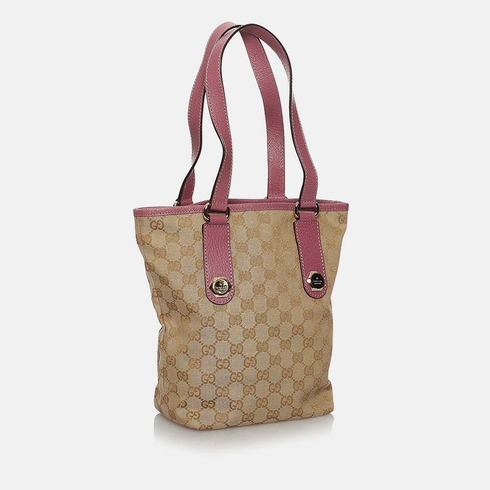 

Gucci Brown GG Canvas Charmy Tote Bag, Beige