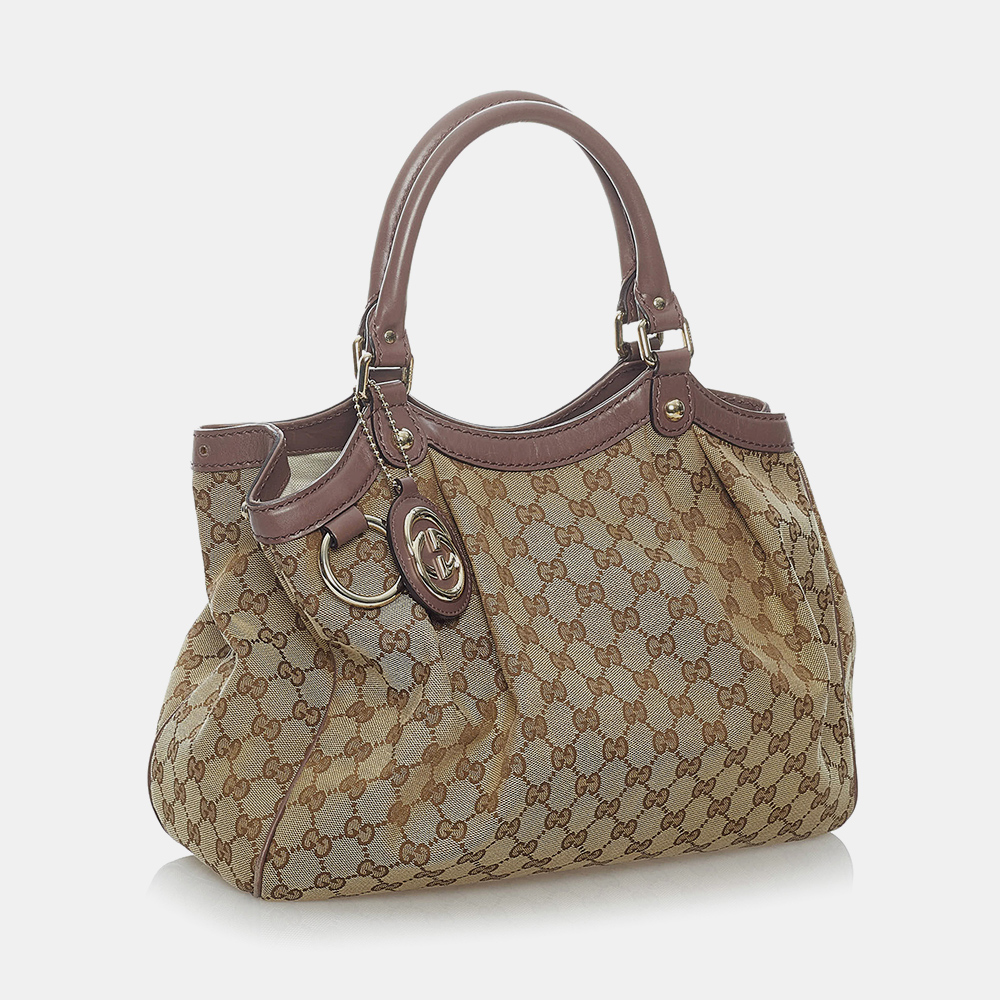 

Gucci Brown GG Canvas Sukey Tote Bag, Beige