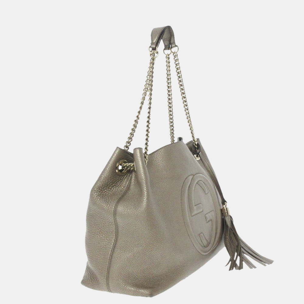 

Gucci Grey Soho Chain Leather Tote Bag