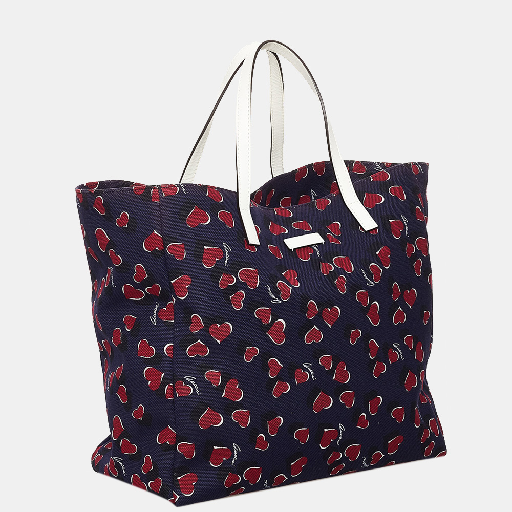 

Gucci Blue Heartbeat Canvas Tote Bag