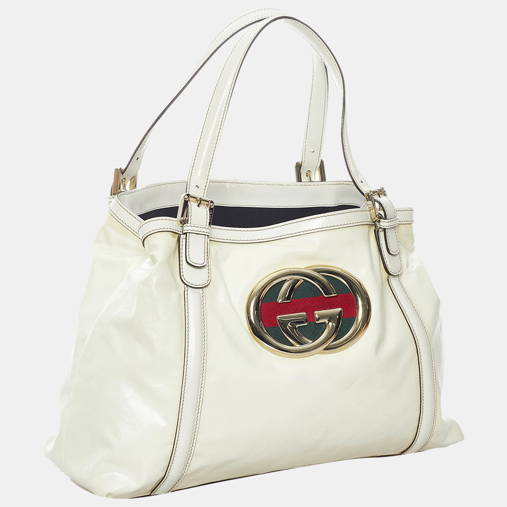 

Gucci White Dialux Britt Tote Bag