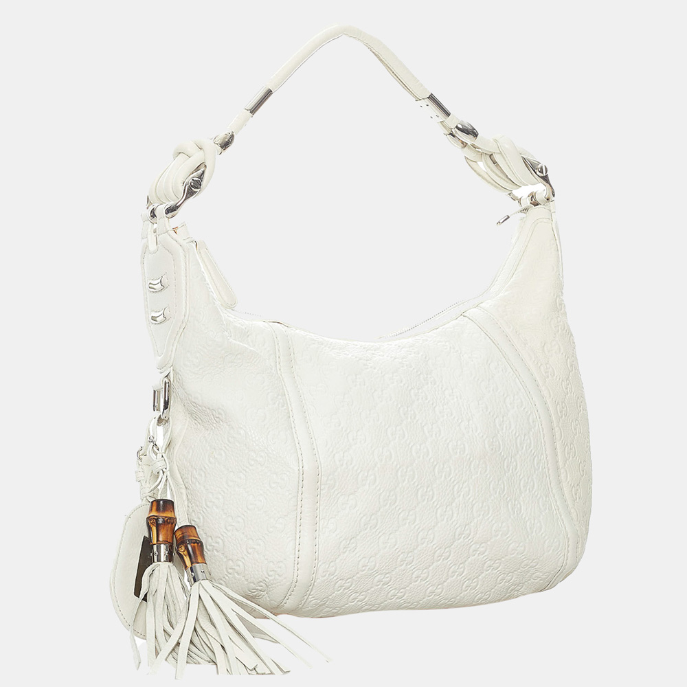 

Gucci White Guccissima Techno Horsebit Hobo Bag