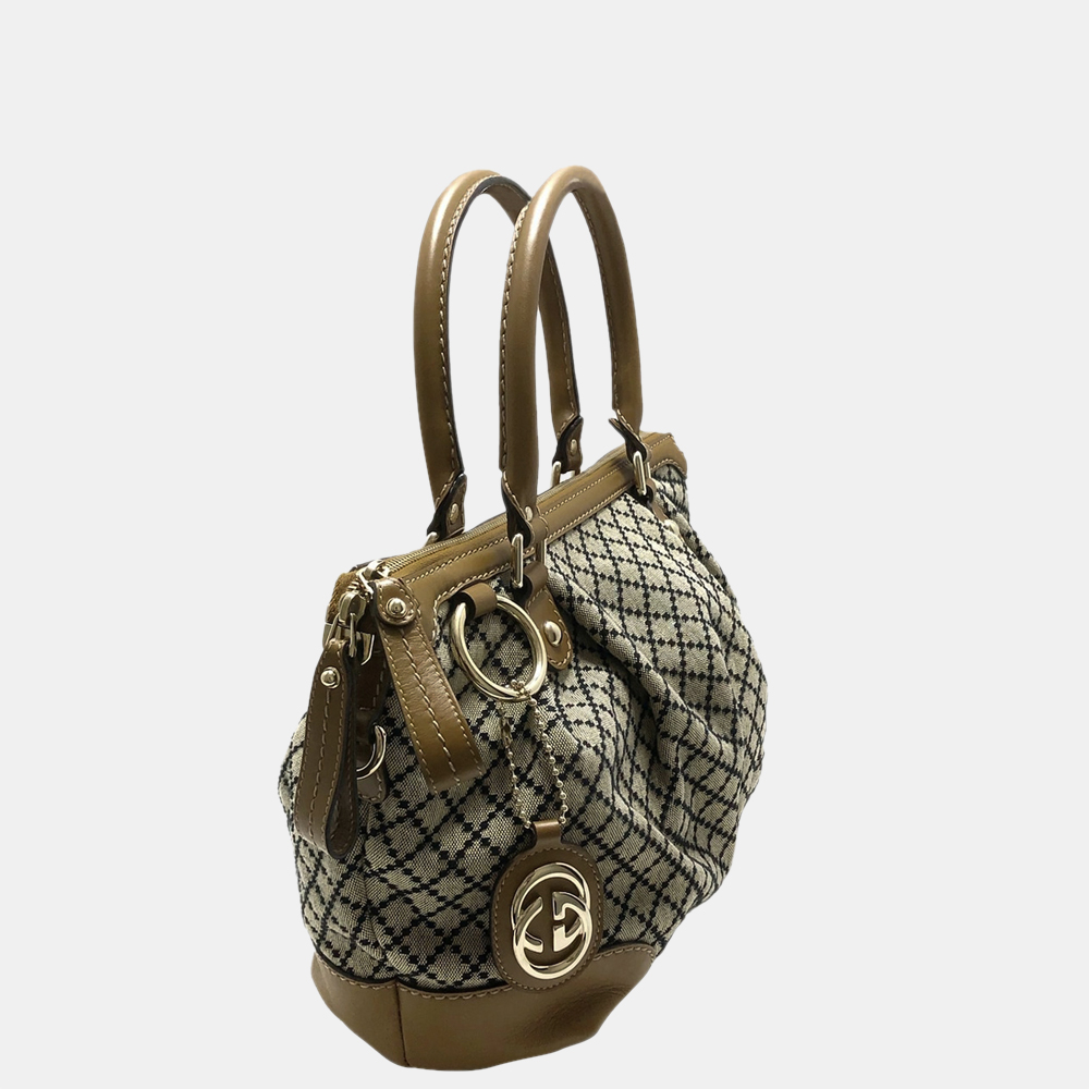 

Gucci Brown/Beige Diamante Sukey Canvas Satchel