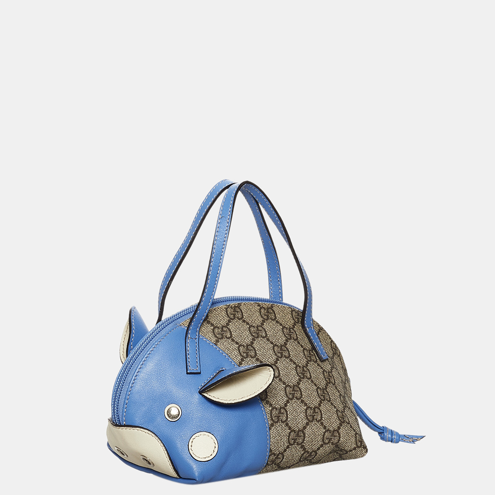 

Gucci Beige/Blue/Brown GG Supreme Zoo Handbag