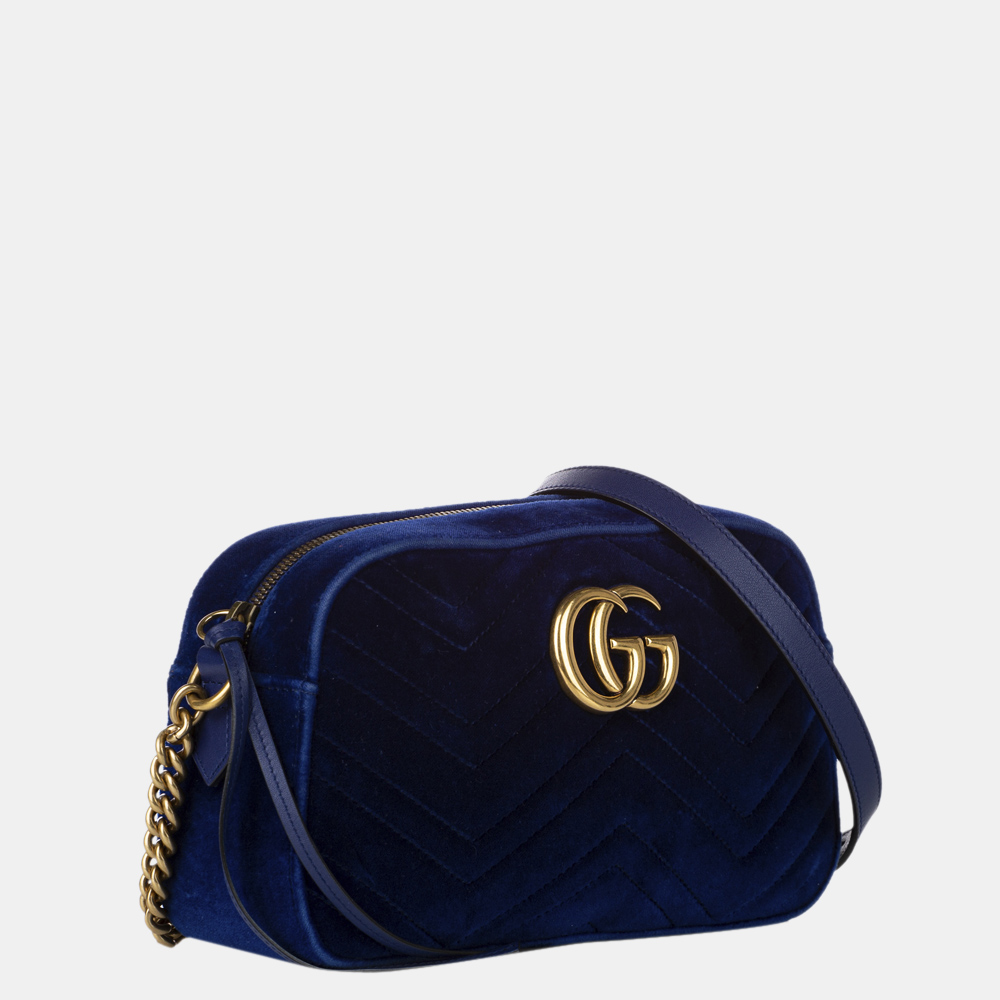 

Gucci Blue GG Marmont Velvet Crossbody Bag