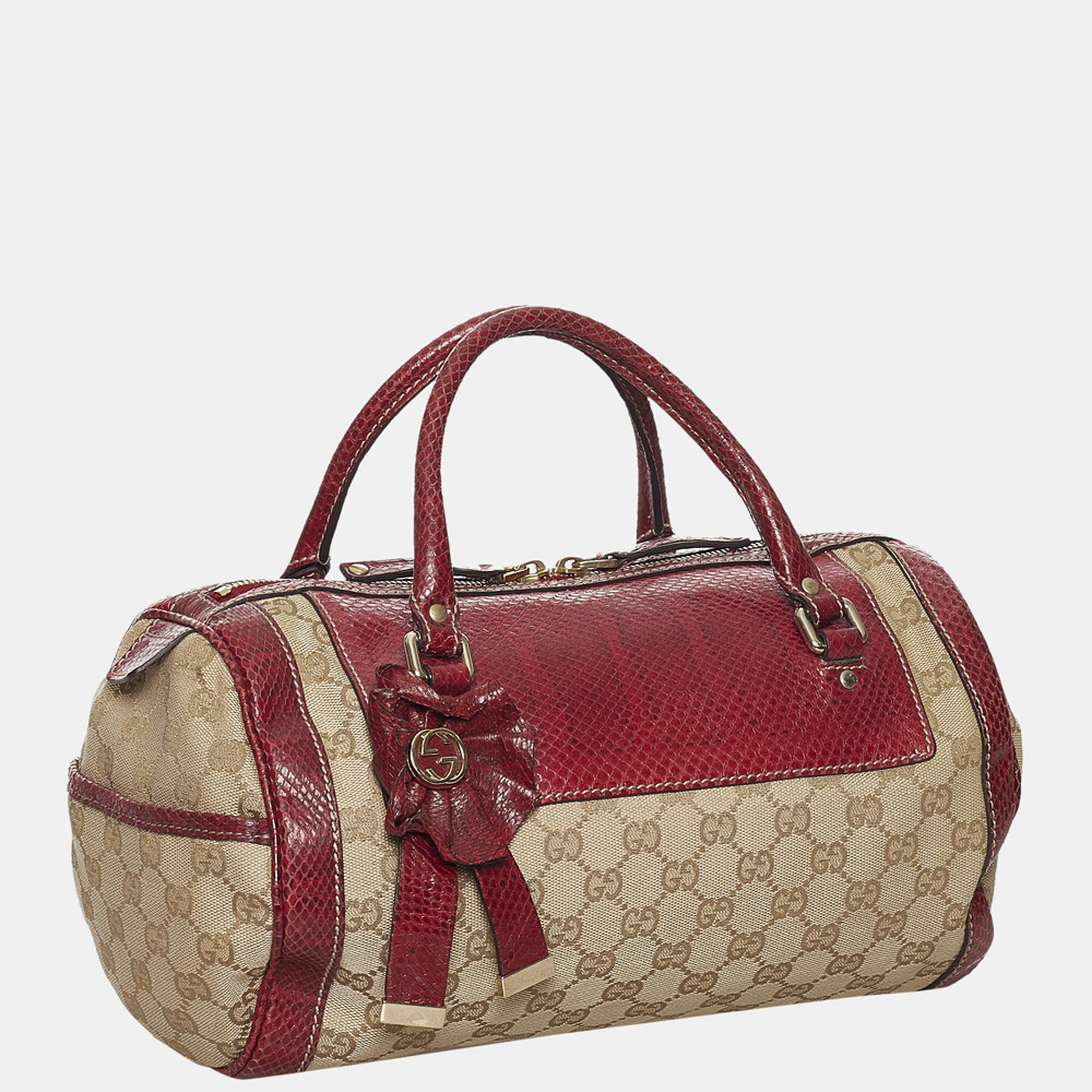 

Gucci Red/Brown GG Canvas Trophy Handbag, Beige