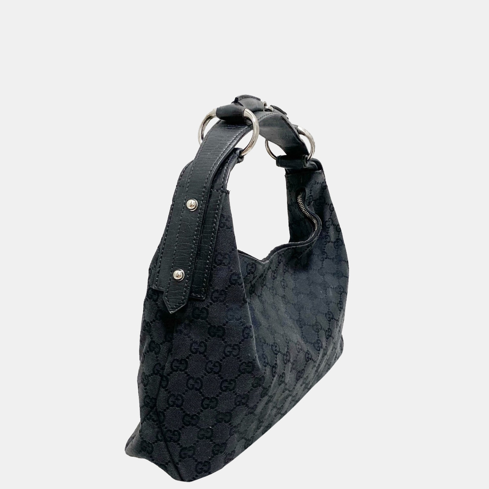 

Gucci Black GG Canvas Horsebit Shoulder bag