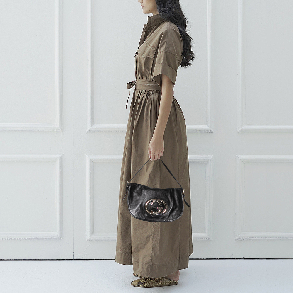 

Gucci Black Leather Britt Flap Shoulder Bag