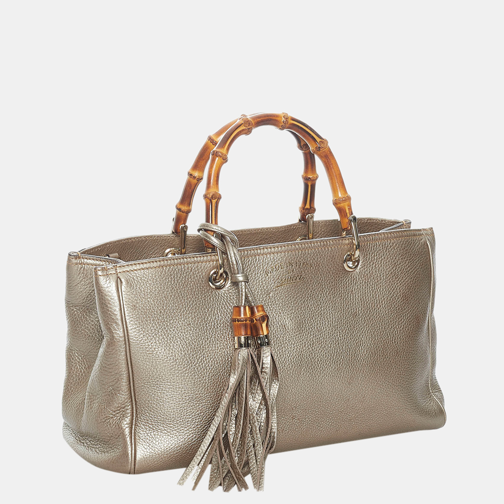 

Gucci Gold Bamboo Shopper Leather Satchel