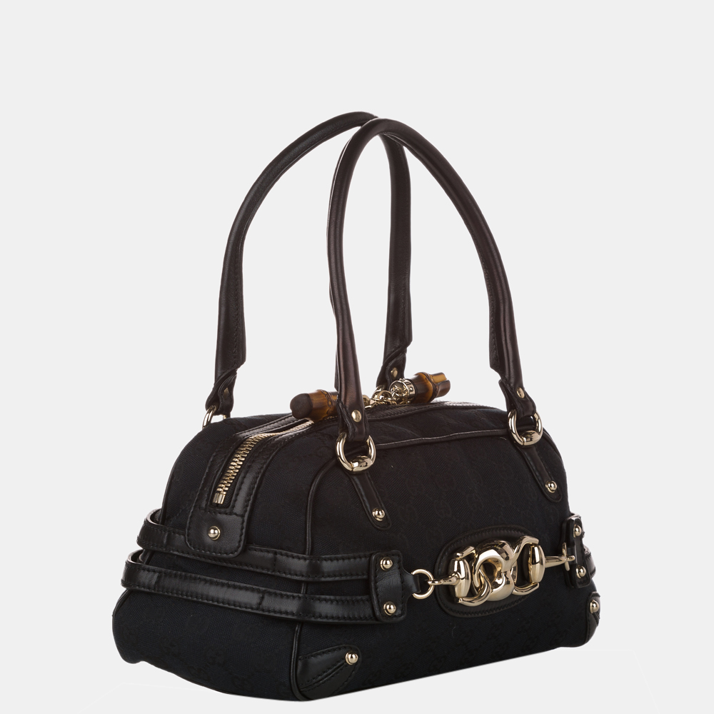 

Gucci Black GG Canvas Horsebit Wave Handbag
