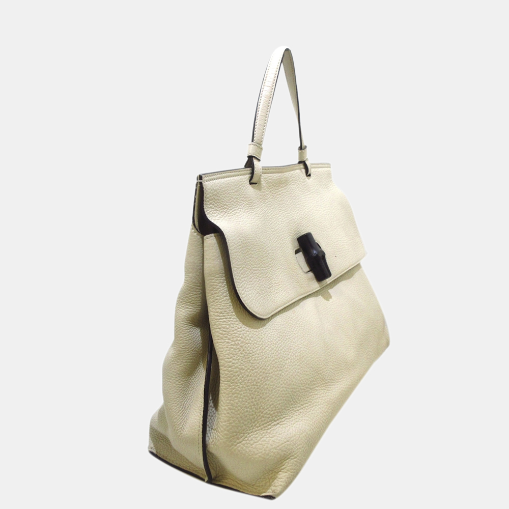 

Gucci White Bamboo Daily Leather Satchel