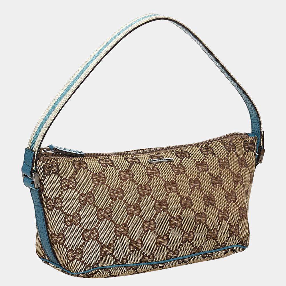 

Gucci Brown/Beige GG Canvas Web Boat Baguette