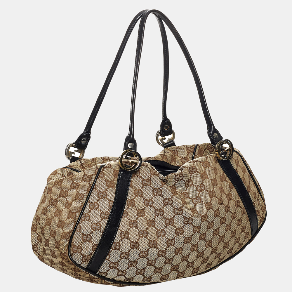 

Gucci Brown/Beige GG Canvas Twin Shoulder Bag