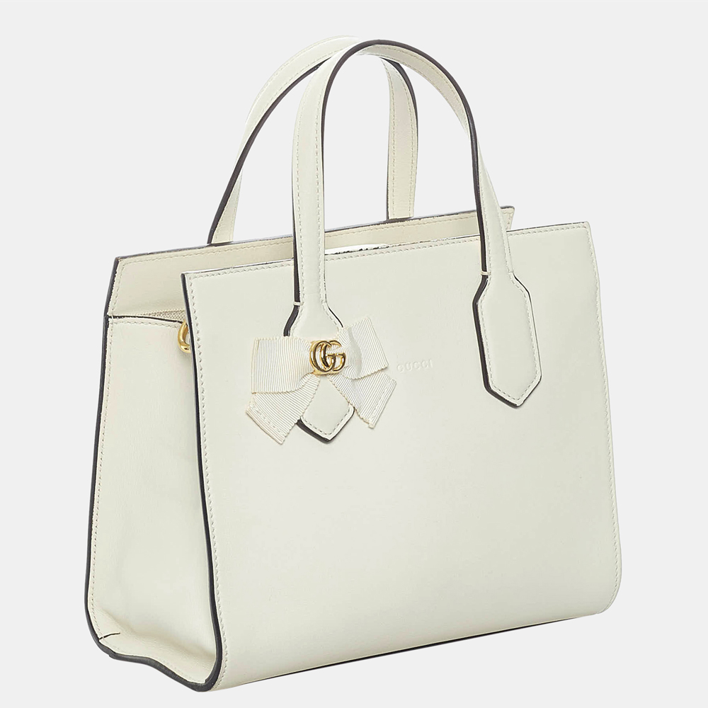 

Gucci White GG Marmont Ribbon Leather Satchel