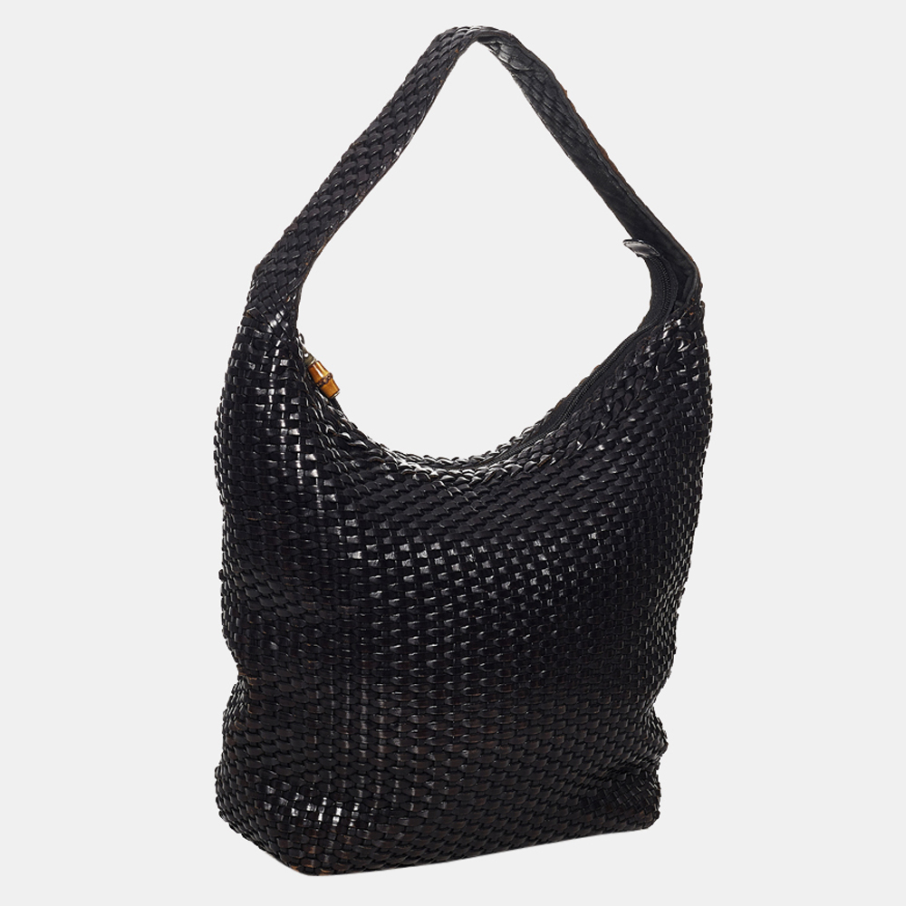 

Gucci Black Bamboo Weaved Leather Shoulder Bag