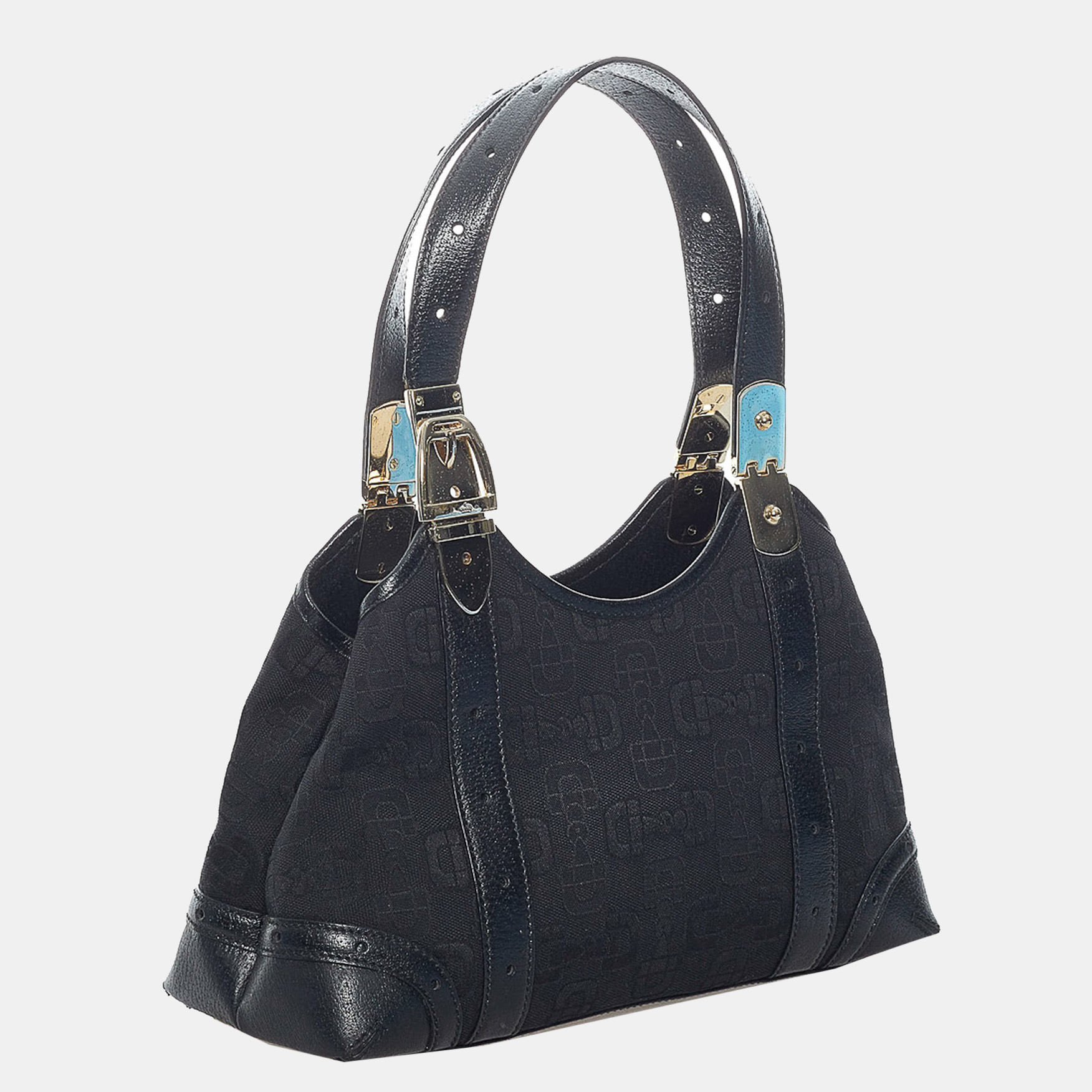 

Gucci Black Horsebit Canvas Handbag