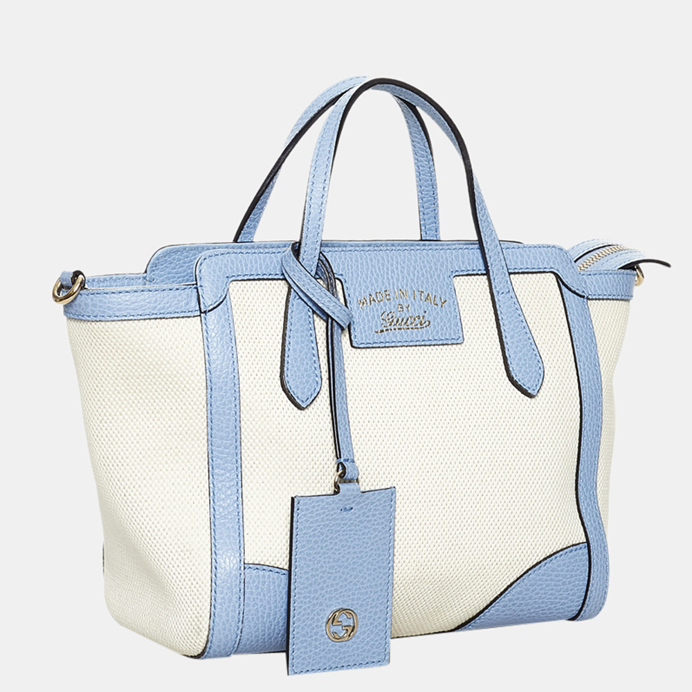 

Gucci Blue/White Swing Canvas Satchel