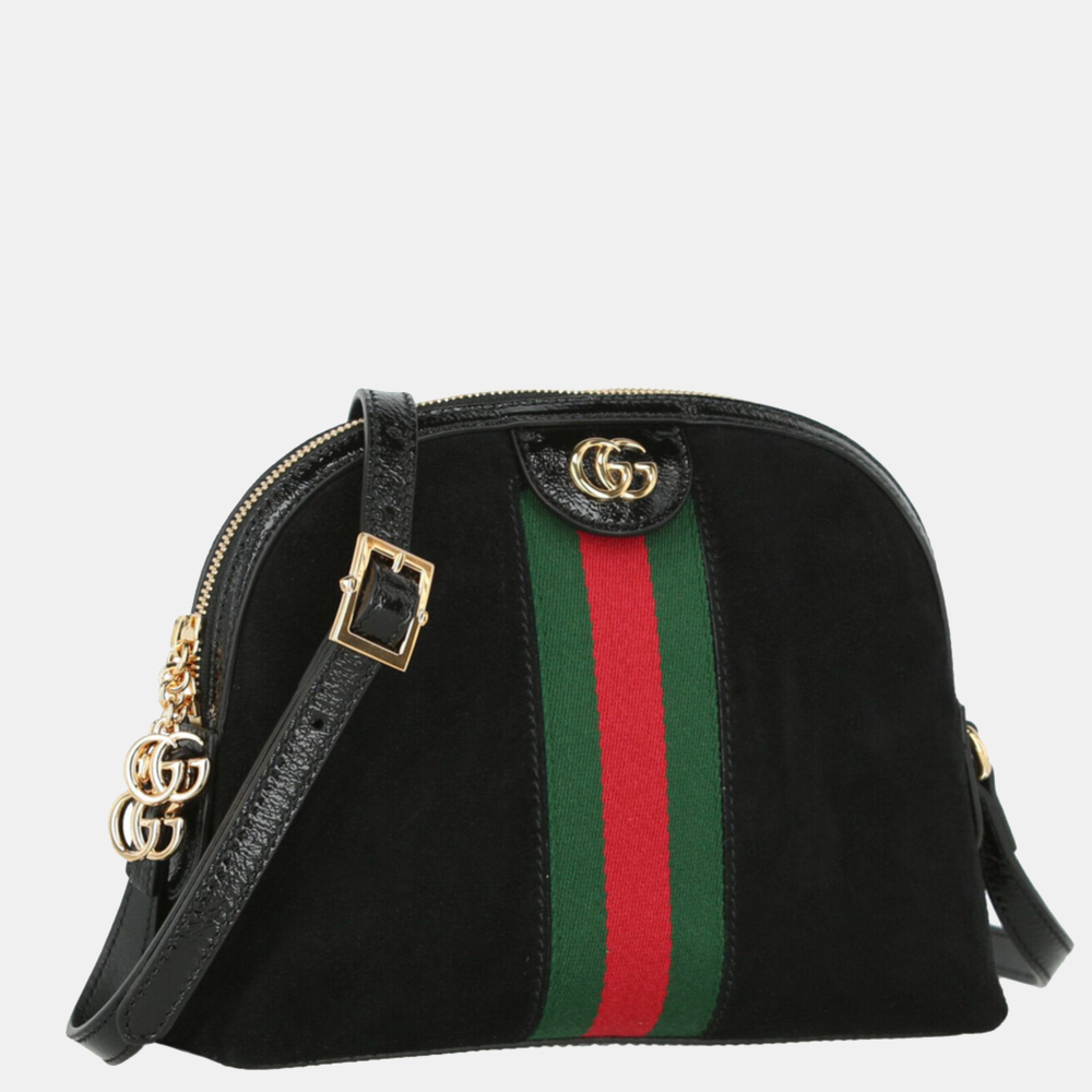 

Gucci Suede and Leather Ophidia Small Crossbody Bag, Black