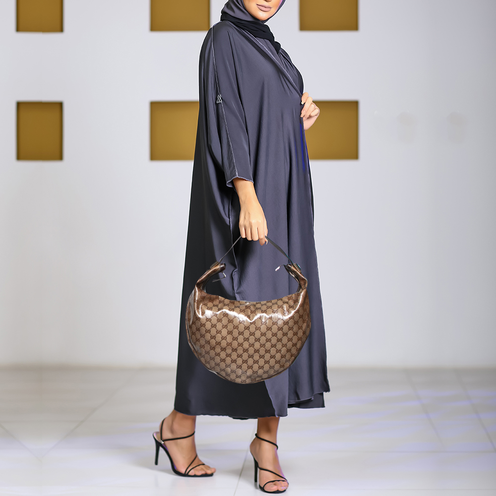 

Gucci Beige/Brown GG Crystal Canvas Duchessa Hobo