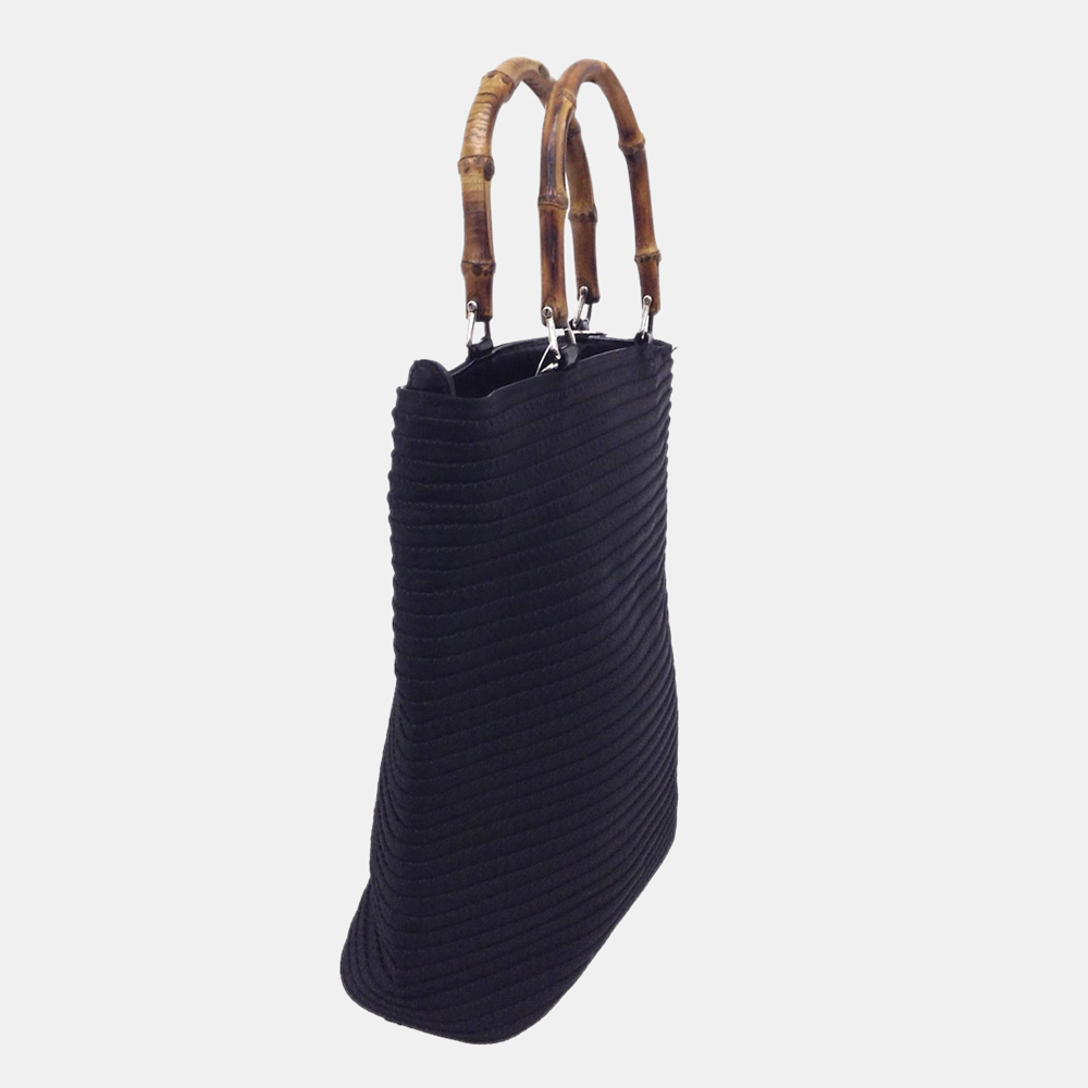 

Gucci Black Bamboo Nylon Satchel