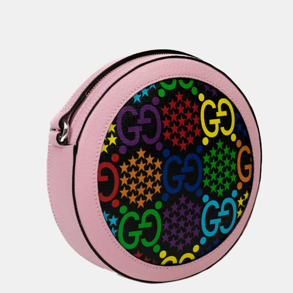 

Gucci Pink Leather Ophidia Round Shoulder Bag, Multicolor