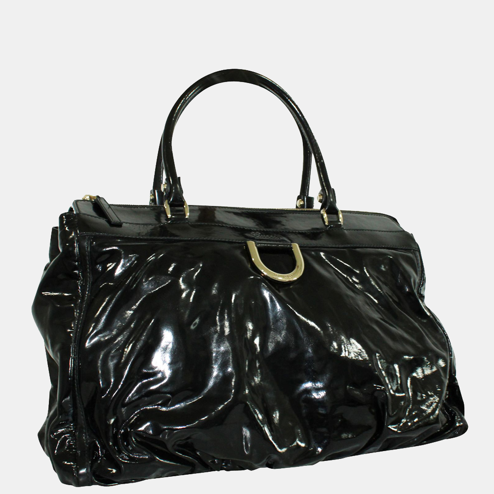 

Gucci Black Patent Leather Vintage Abbey D-ring Tote Bag