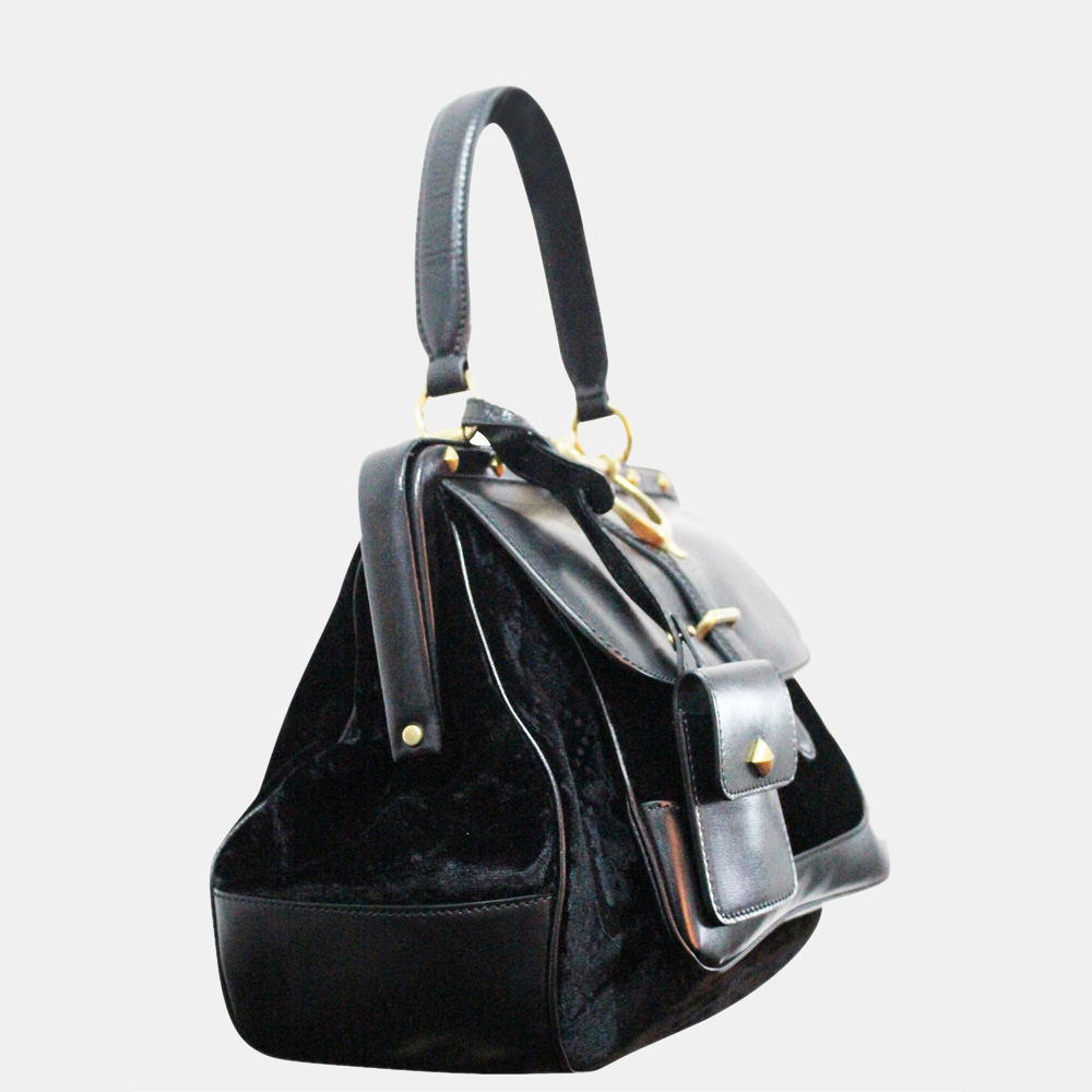 

Gucci Black Velvet Diamante Lady Stirrup Bag