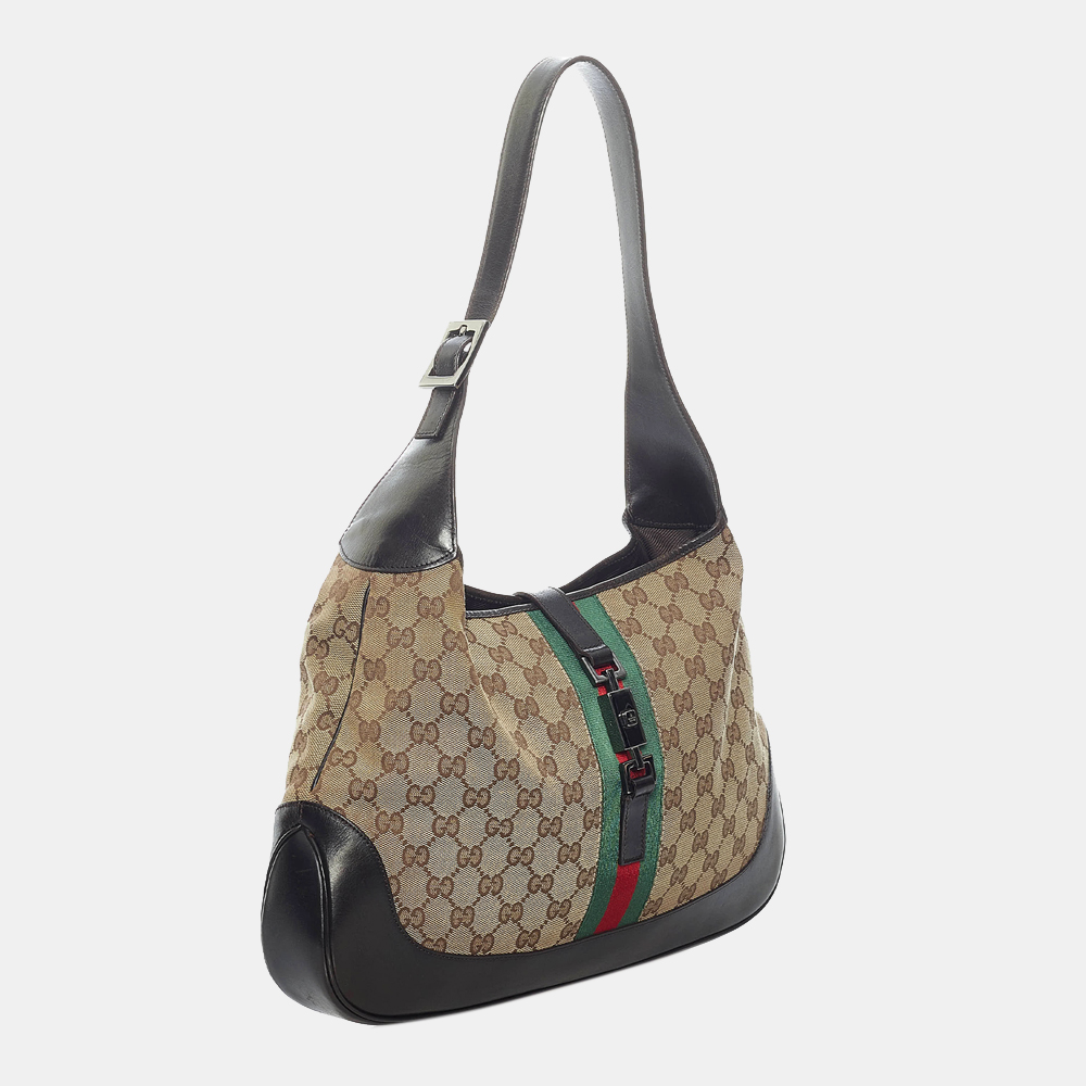 

Gucci Brown GG Canvas Web Jackie Hobo Bag