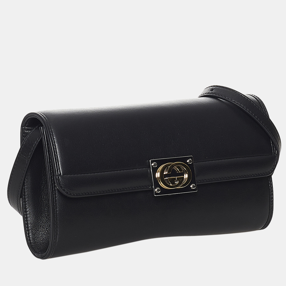 

Gucci Black Matisse Interlocking G Leather Shoulder Bag