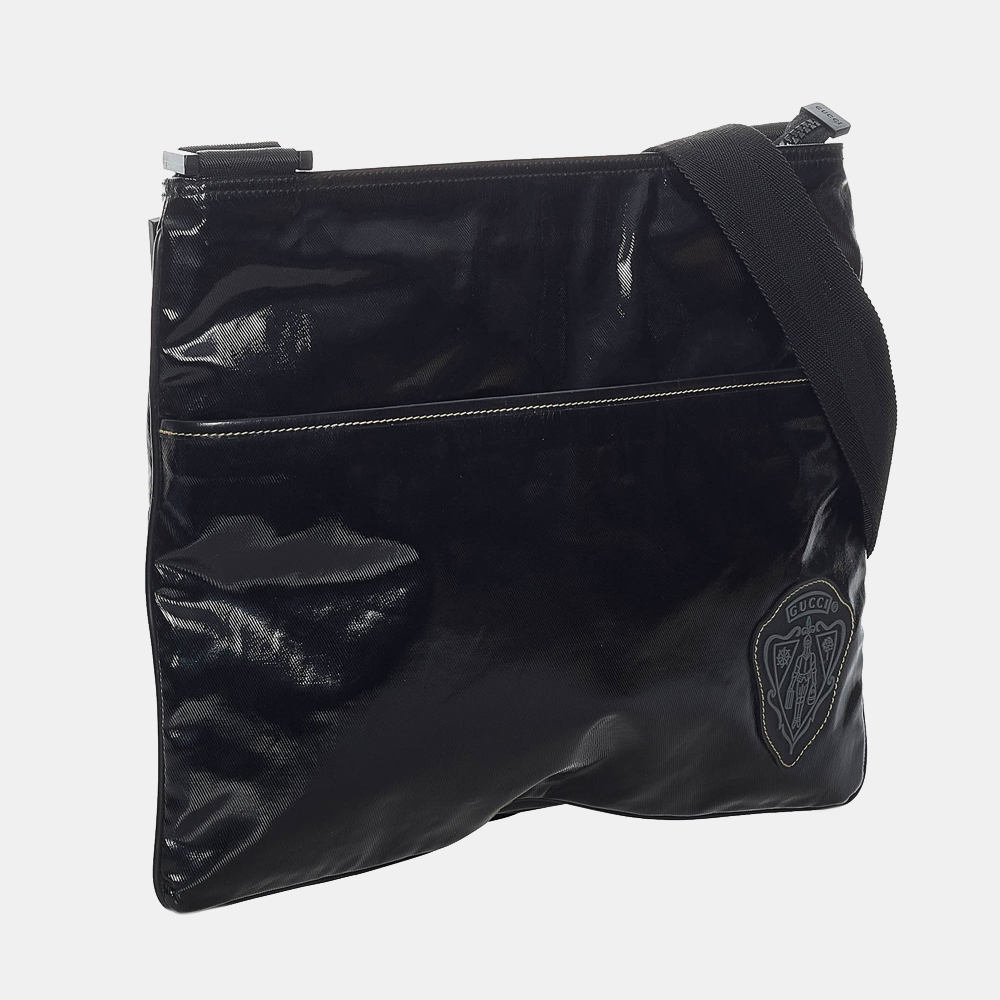 

Gucci Black Crest Coated Canvas Crossbody Bag