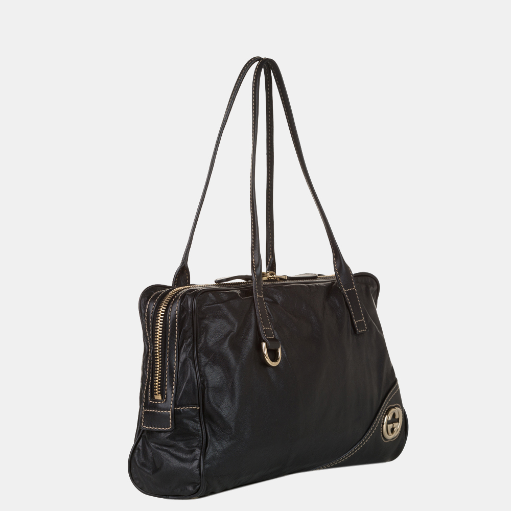 

Gucci Black Britt Leather Boston Bag