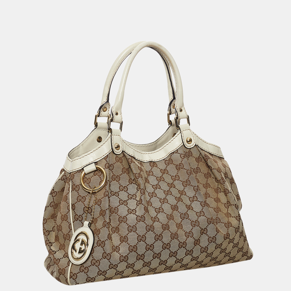 

Gucci Brown GG Canvas Sukey Tote Bag, Beige