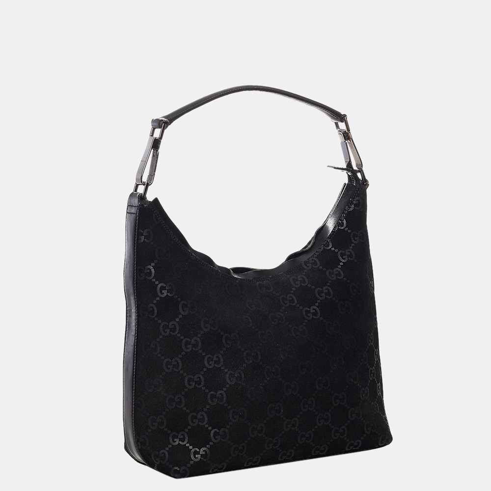 

Gucci Black GG Suede Handbag
