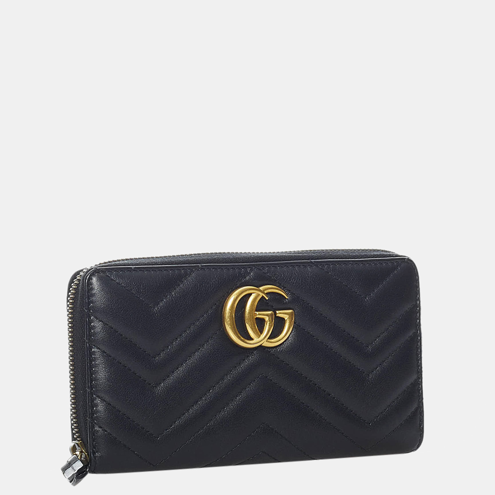 

Gucci Black GG Marmont Matelasse Leather Zip Around Wallet