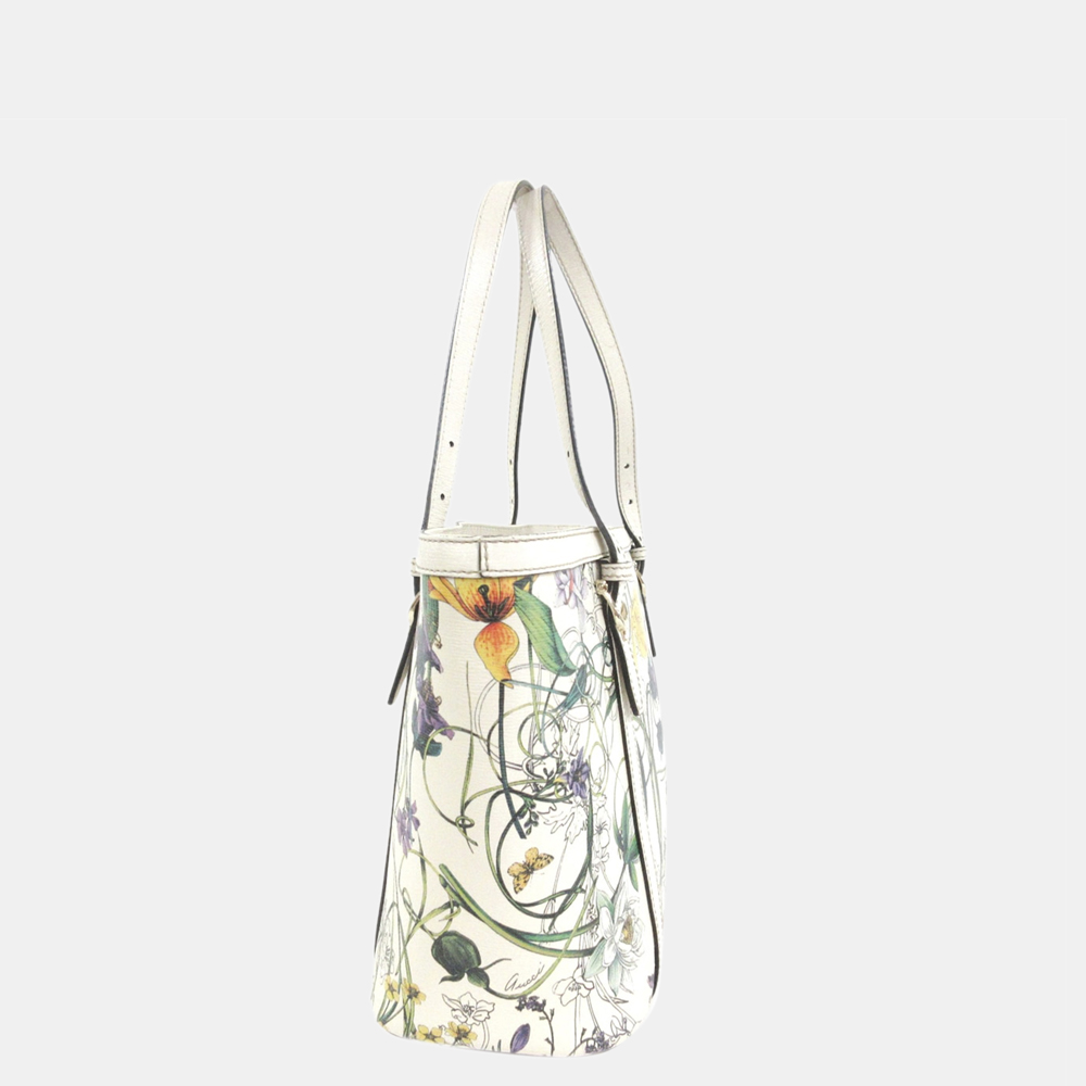 

Gucci White/Multi Flora Nice Leather Tote, Multicolor