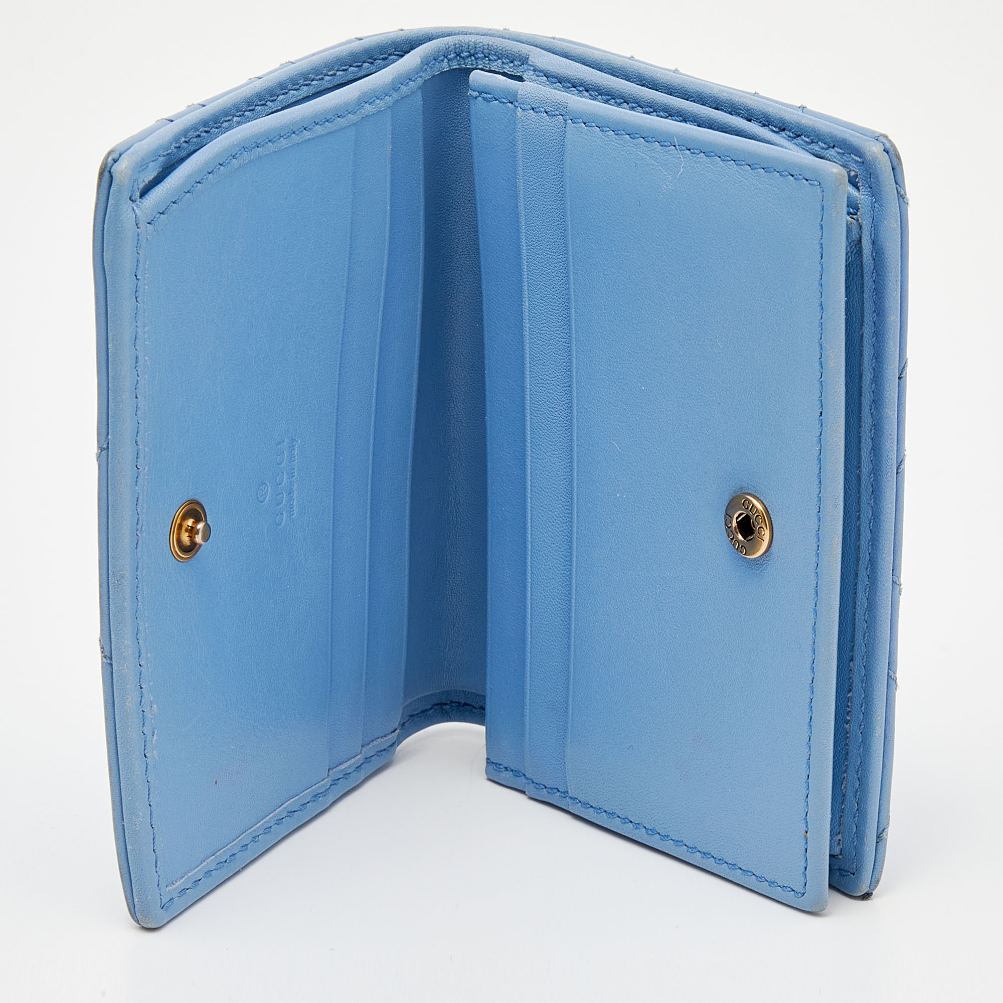 

Gucci Blue Matelassé Leather GG Marmont Card Case